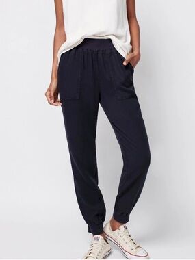 Faherty Arlie Day Jogger Pant Sz L Tencel Linen Blend Washed Black